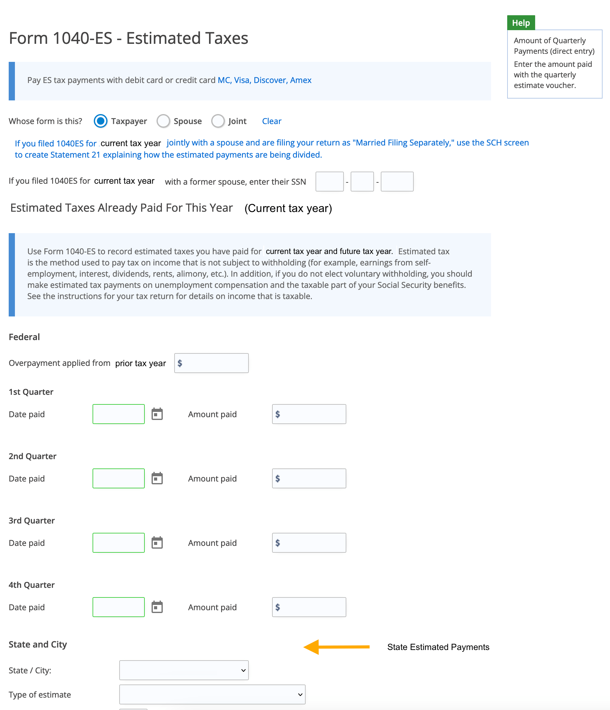 Estimate Tax Payment