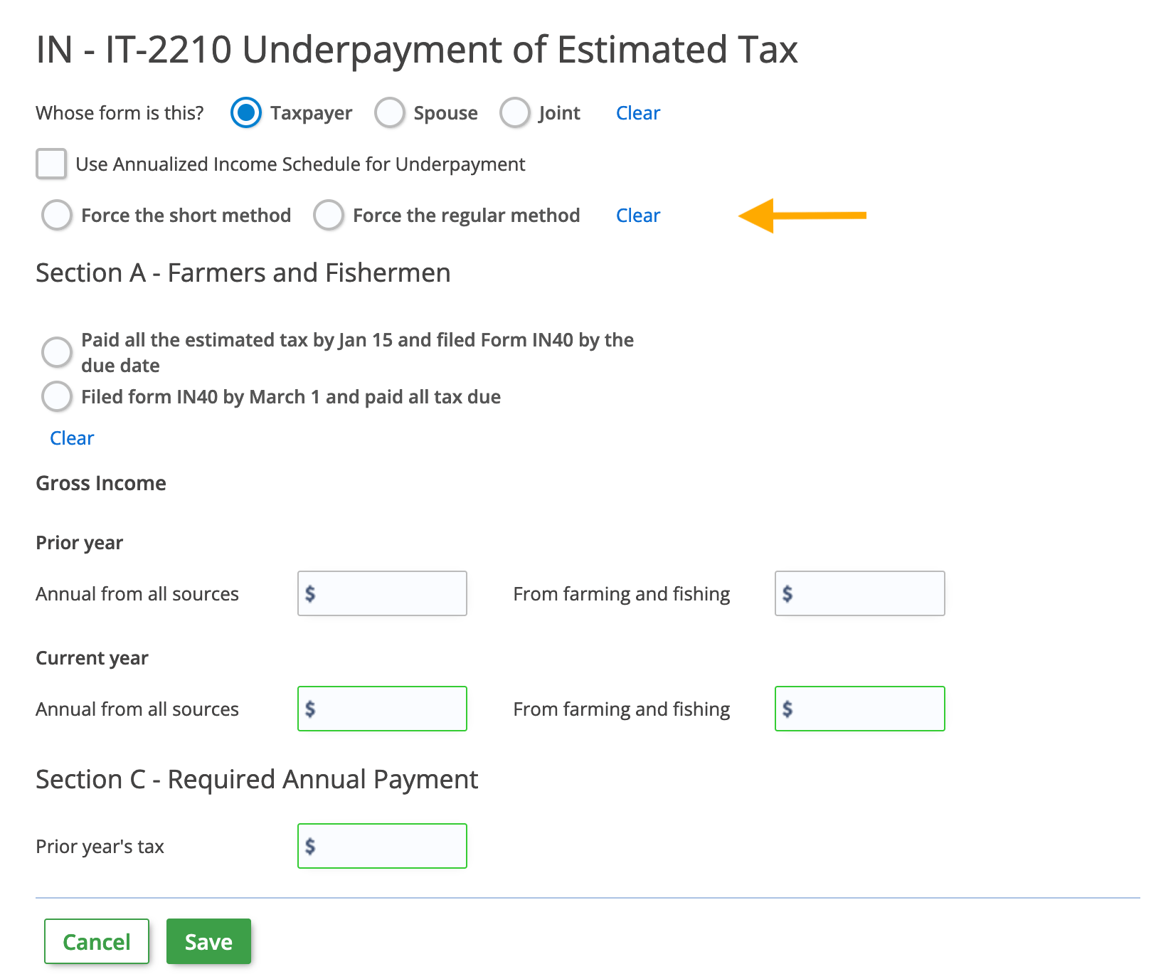 Form IN IT-2210