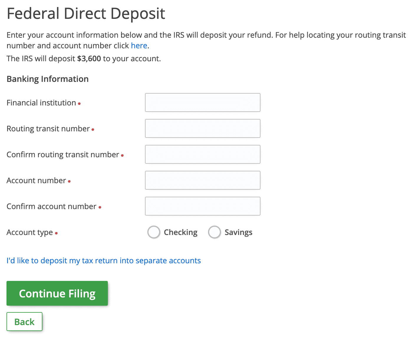 Direct Deposit Info