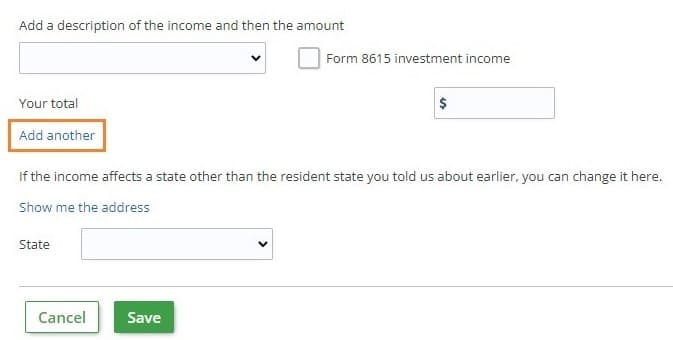 Force Tax Return - Add Another