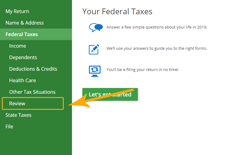 Force Tax Return - Click Review