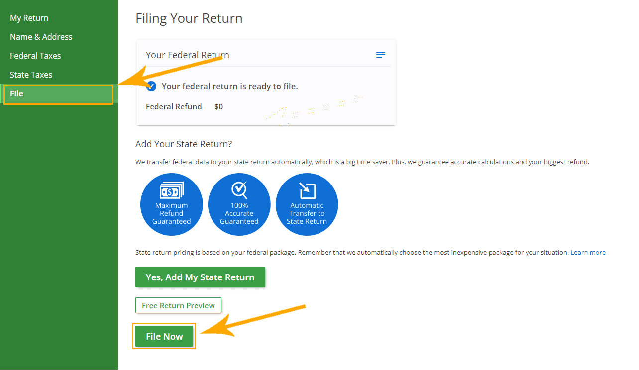 How to Enter Information - Click File Button to eFile Your Return