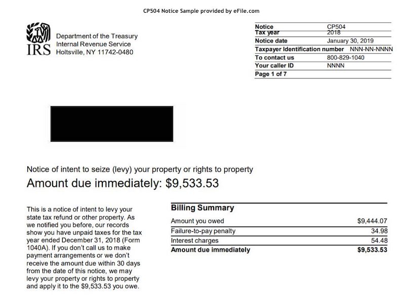 IRS Letter 1058 - Final Notice Of Intent To Levy - Reliance Tax Group -  Broomfield CO