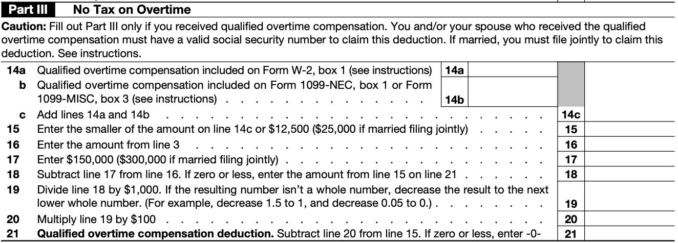 Overtime Pay Income Deduction
