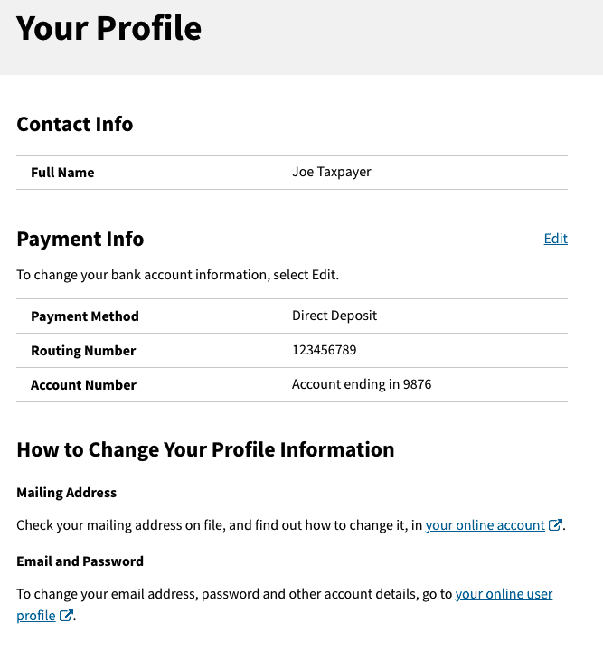 IRS Portal Profile