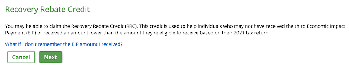 Recovery Rebate Credit