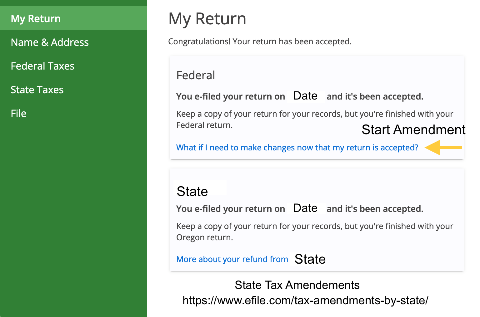 eFile Tax Amendment