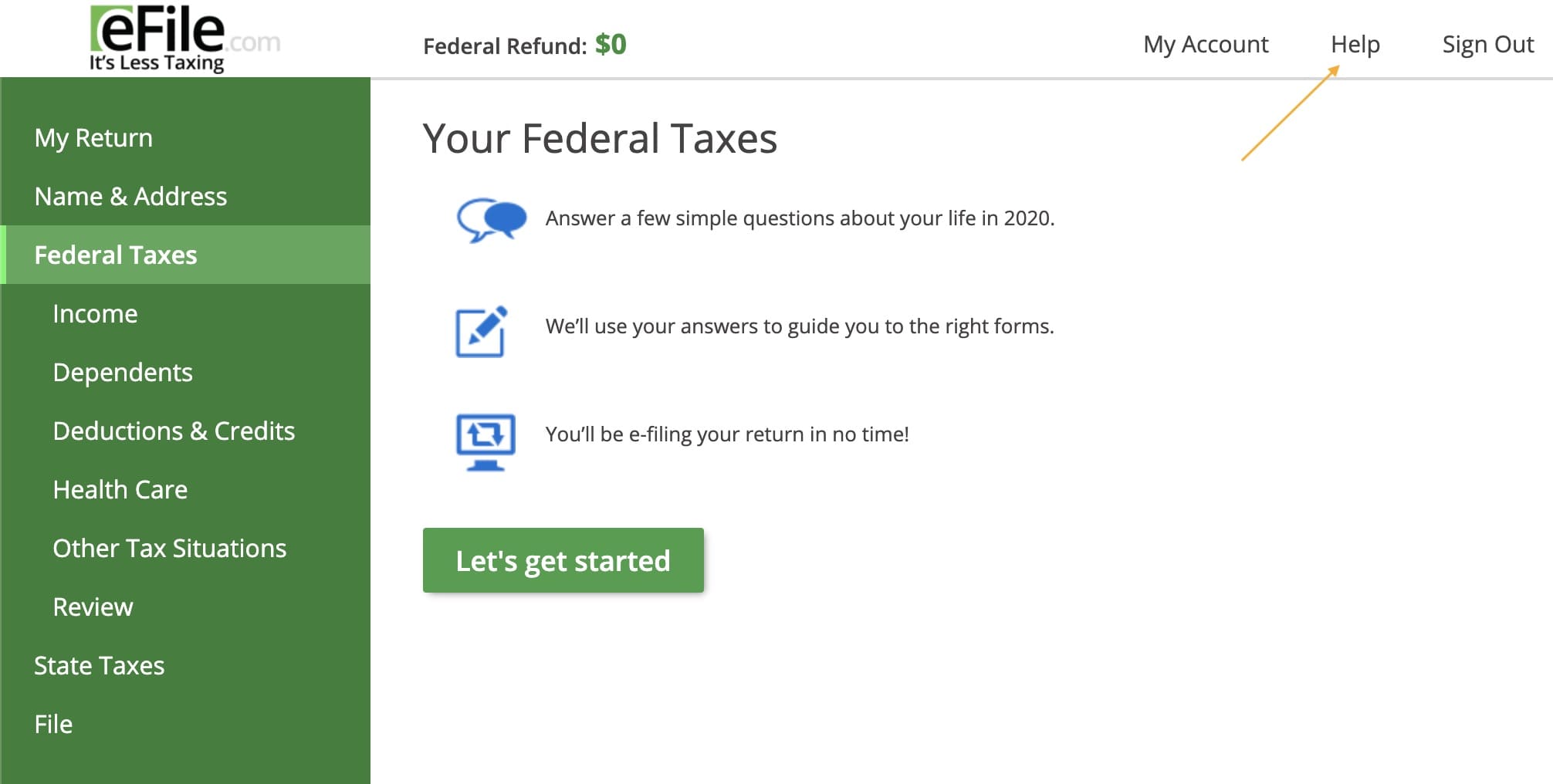 Zero Income Tax Return - Click Help